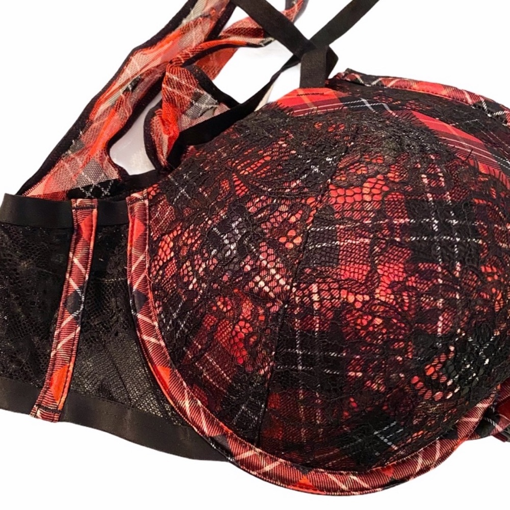 Victoria’s Secret Very Sexy Red Plaid Push Up Bra - Size 32 DDD - Picture 12 of 14